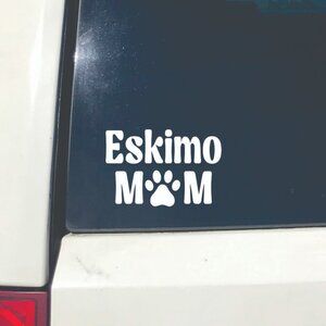 White American Eskimo Dog Mom Vinyl Window Decal